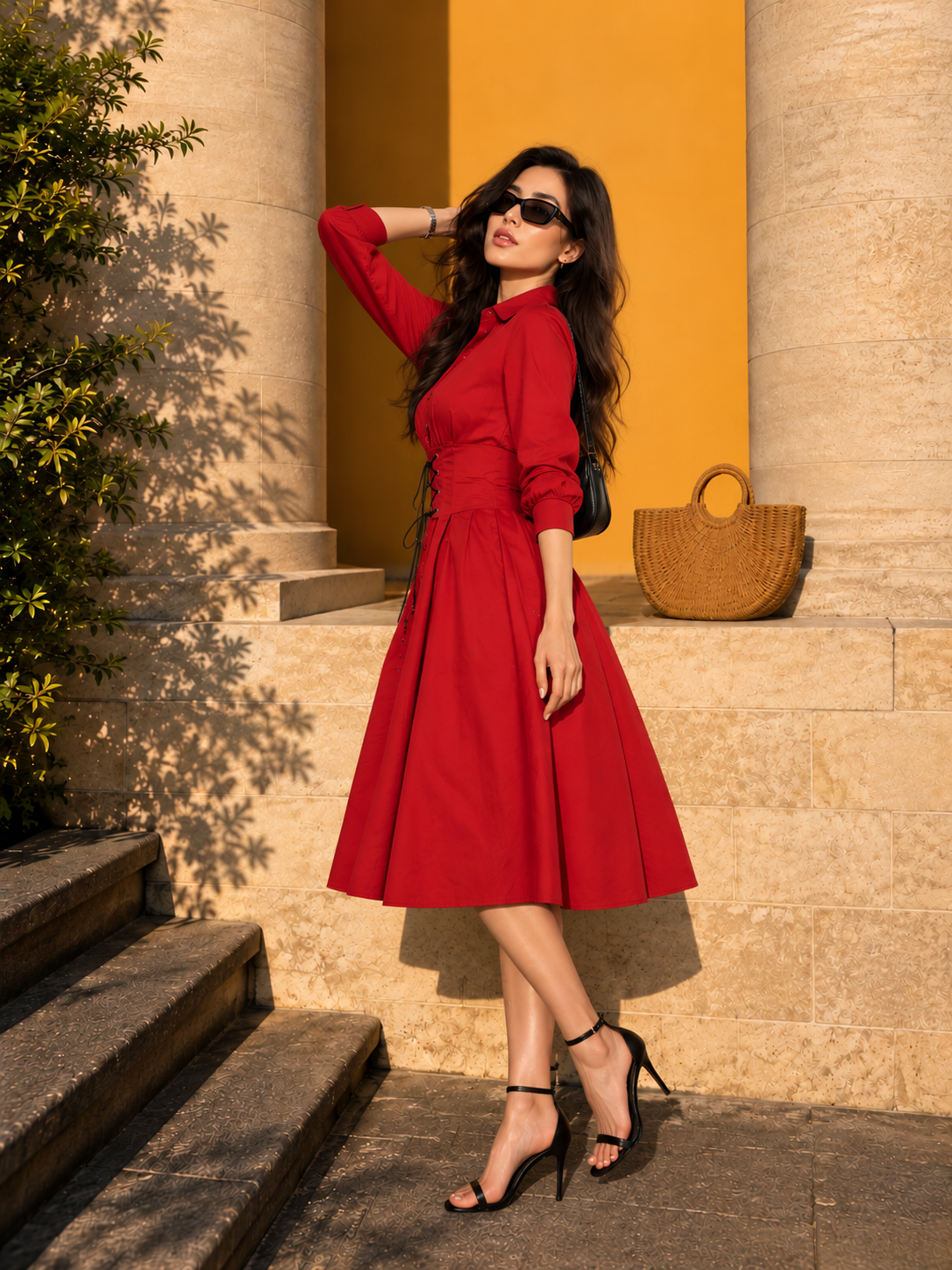 TANDUL Women Stunning Red Detailed Dress