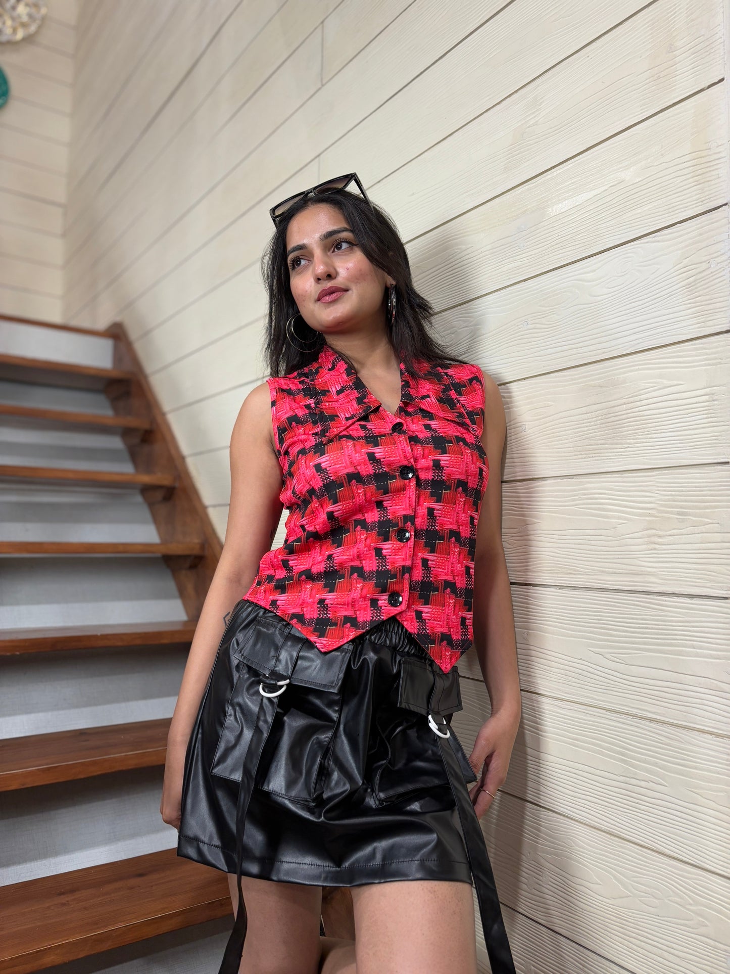 TANDUL Women stunning checked waistcoat