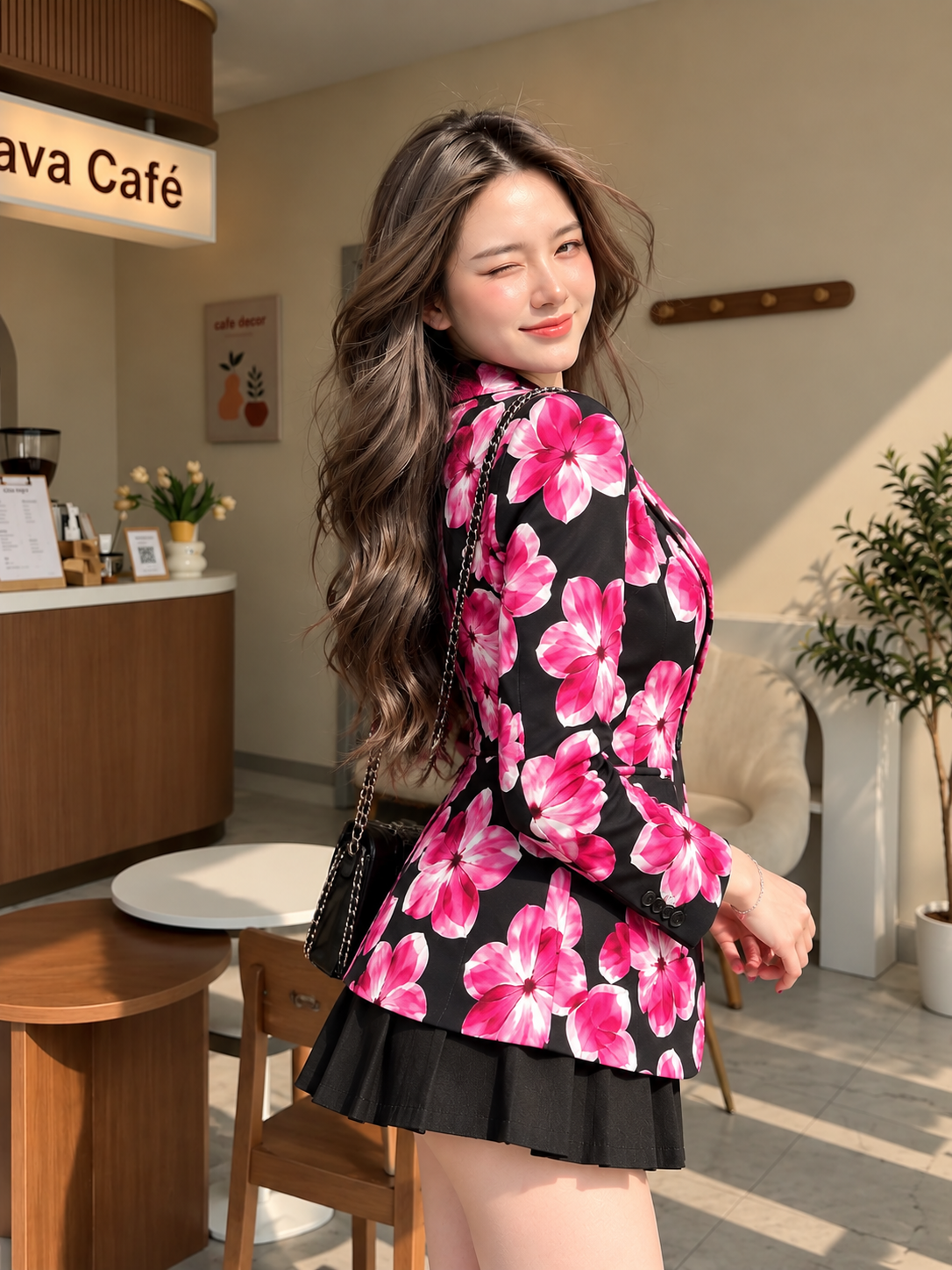 TANDUL Women Vibrant Pink Floral Tailored Blazer