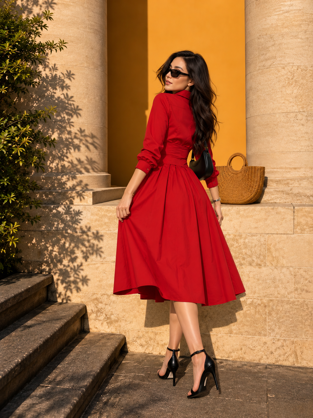 TANDUL Women Stunning Red Detailed Dress