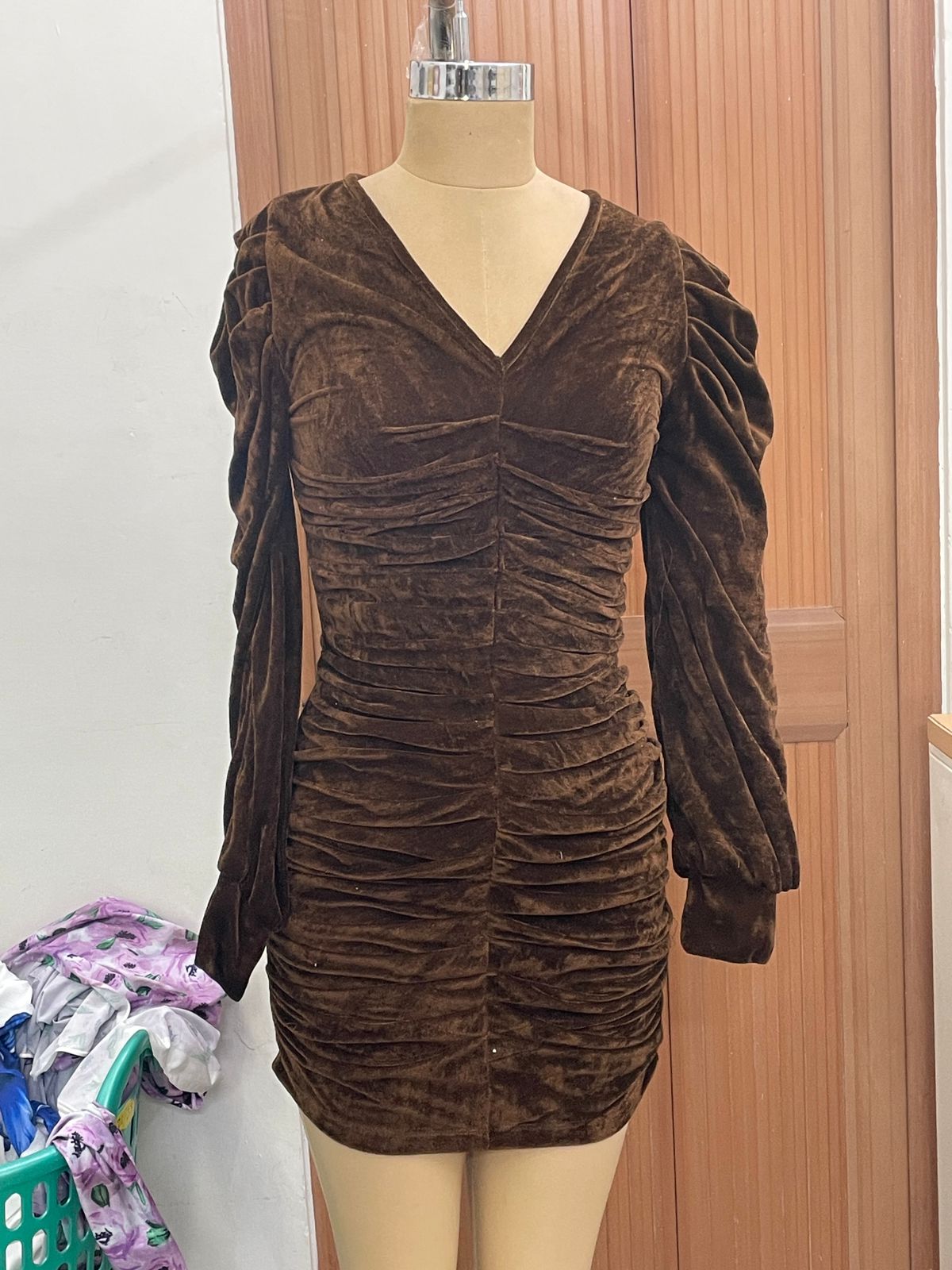 TANDUL Women Brown Velvet Dress