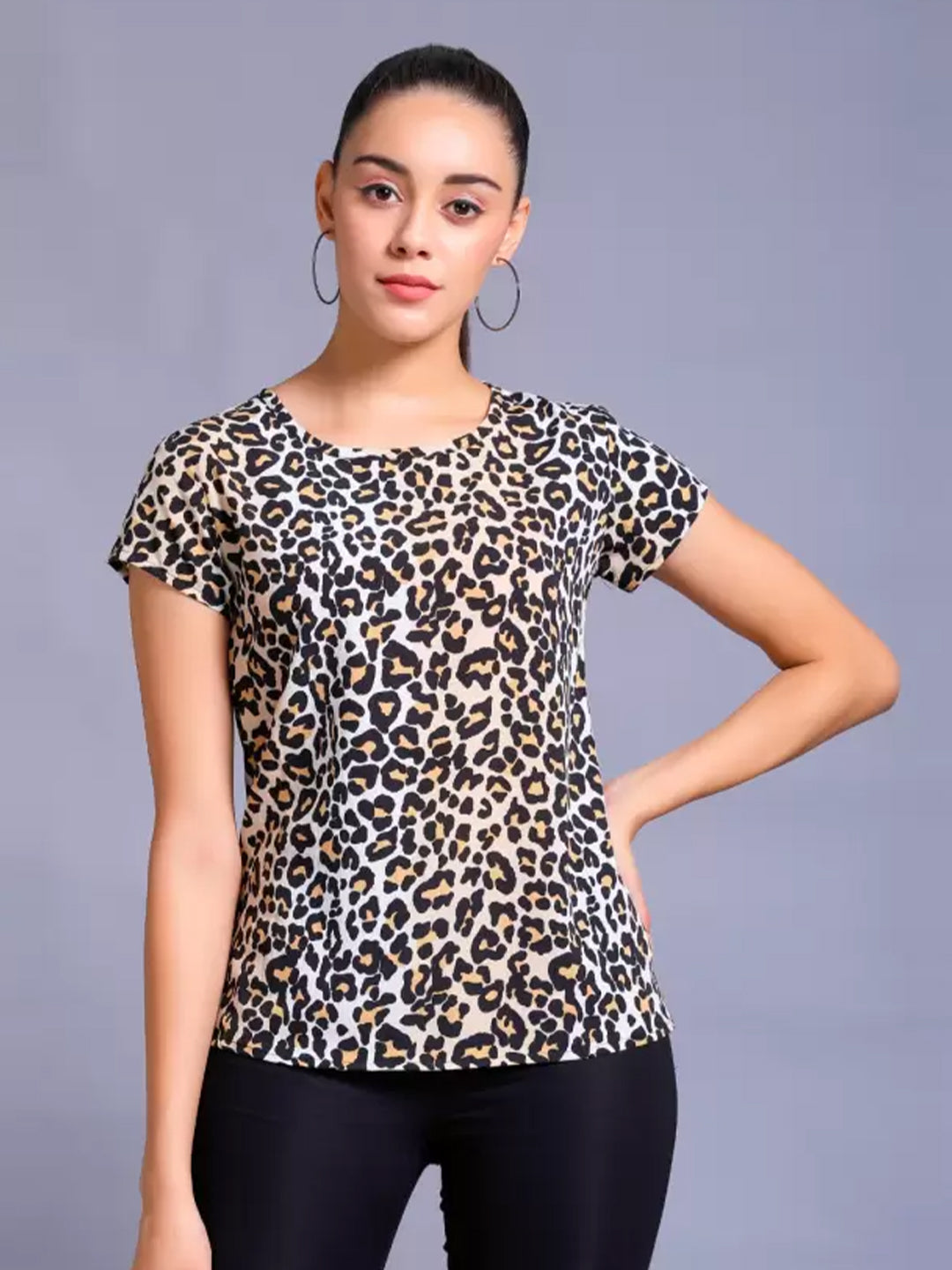 Casual Regular Sleeves Animal Print Women Multicolor Top