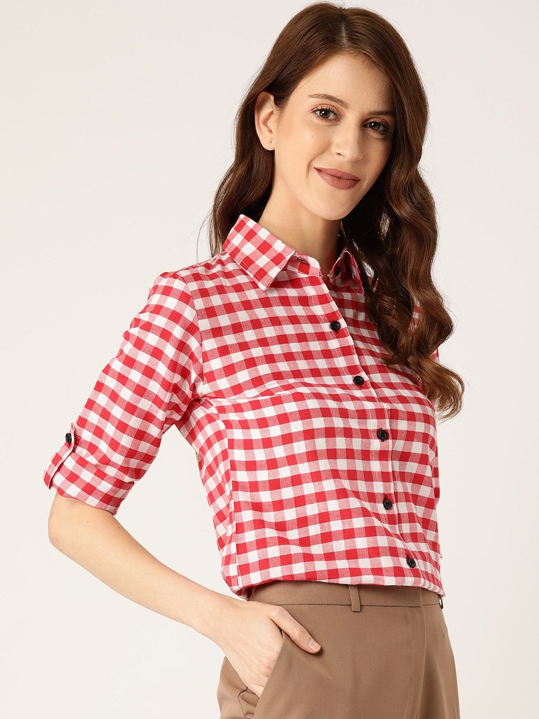 Women Regular Fit Checkered Formal Shirt