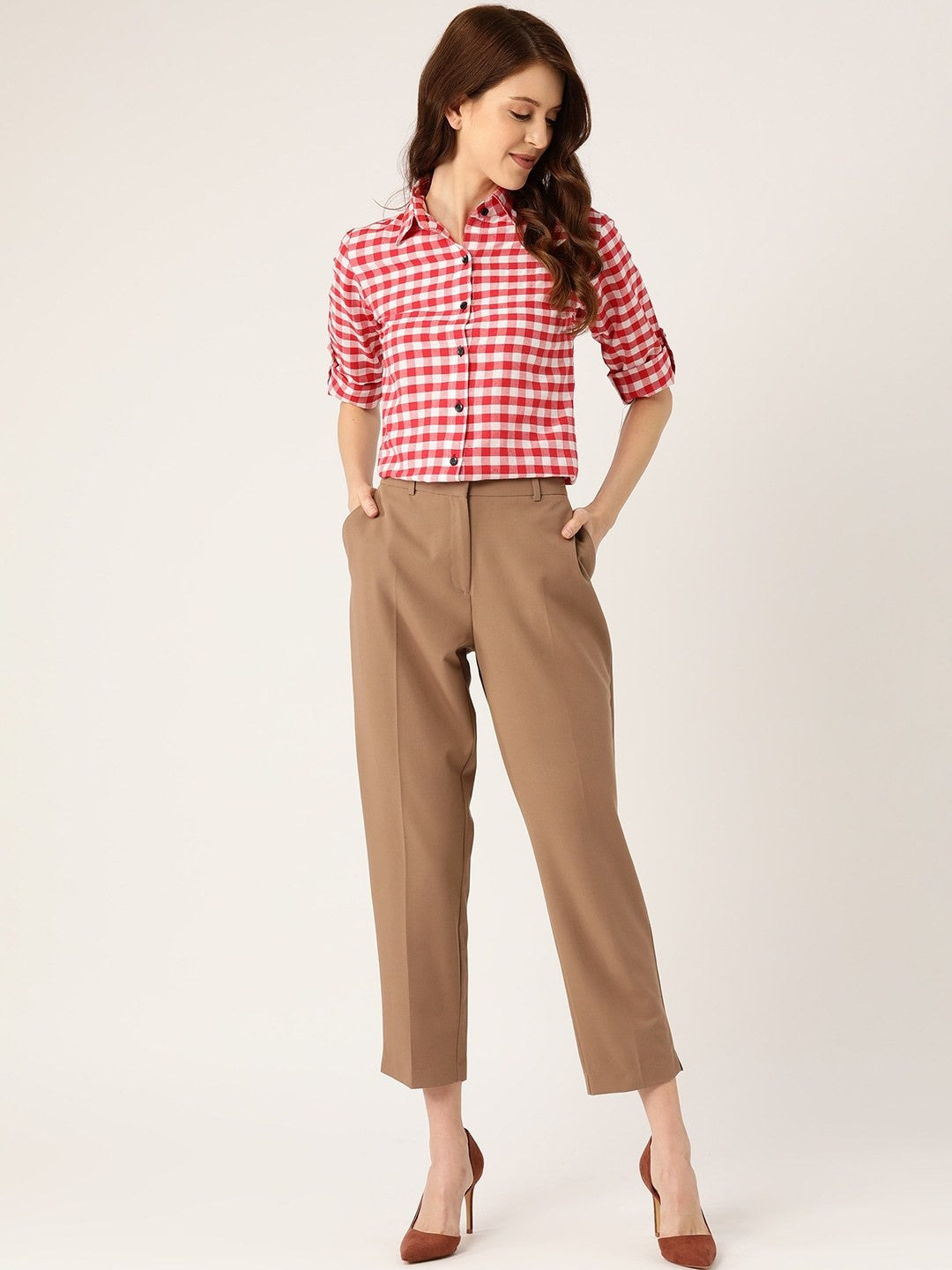 Women Regular Fit Checkered Formal Shirt