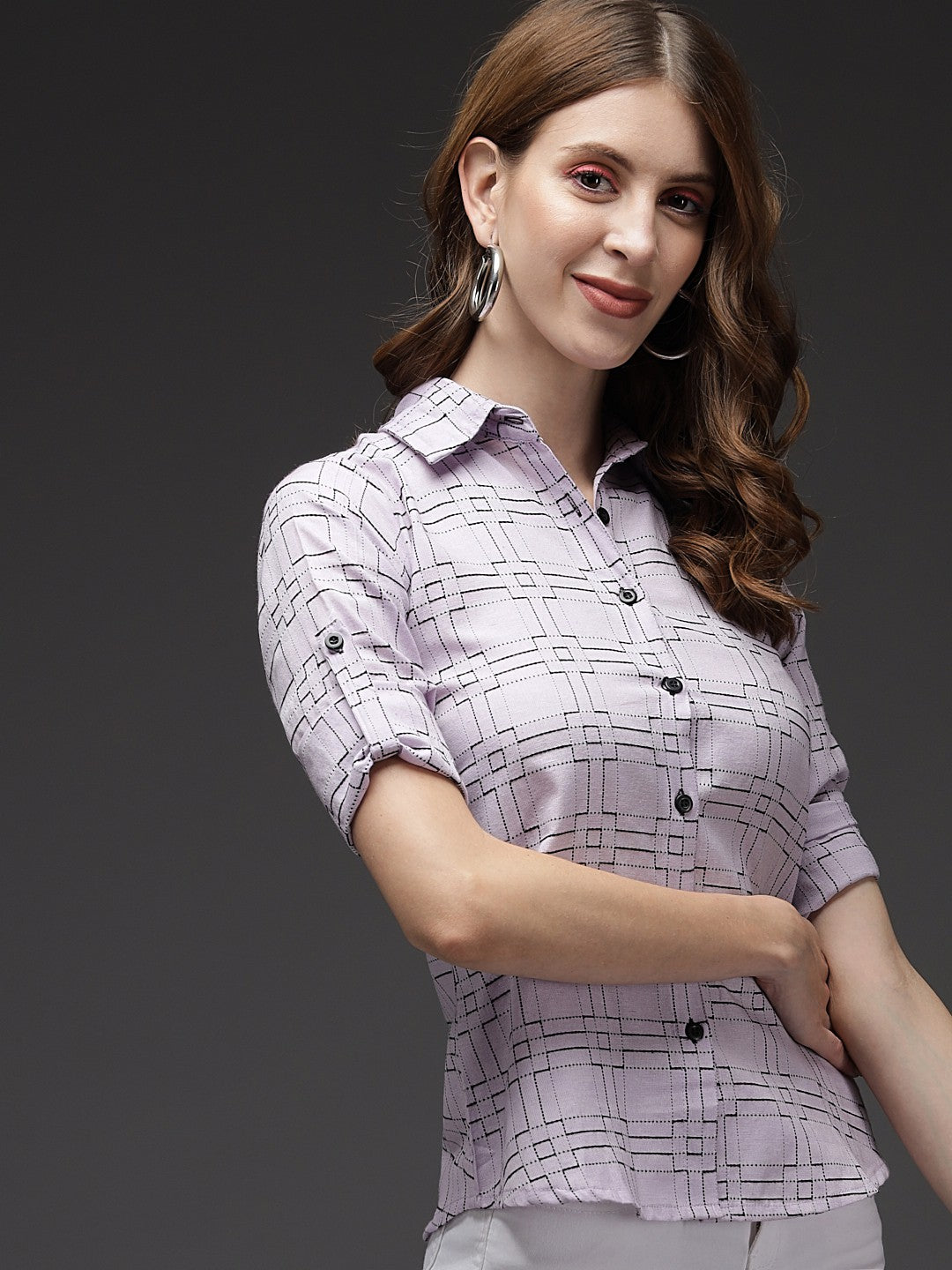 TANDUL Women Regular Fit Checkered Formal Shirt