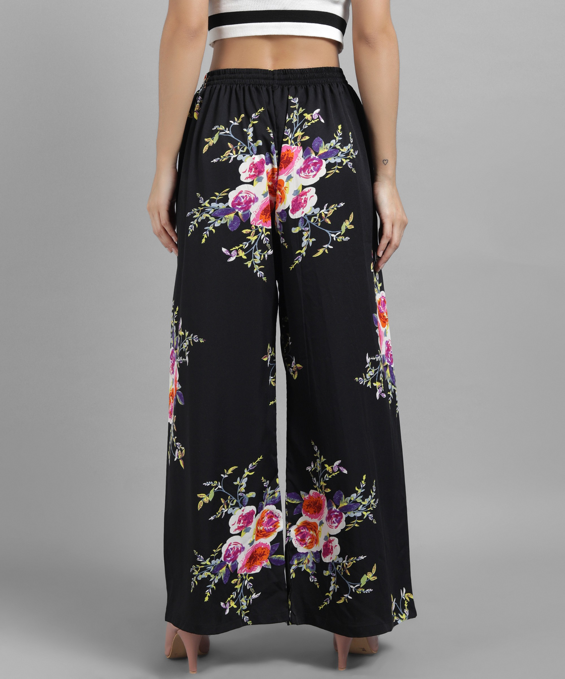 Women Regular Fit Multicolor Crepe Trousers