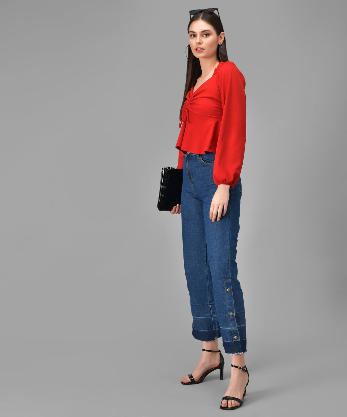 Casual Regular Sleeves Solid Women Red Top