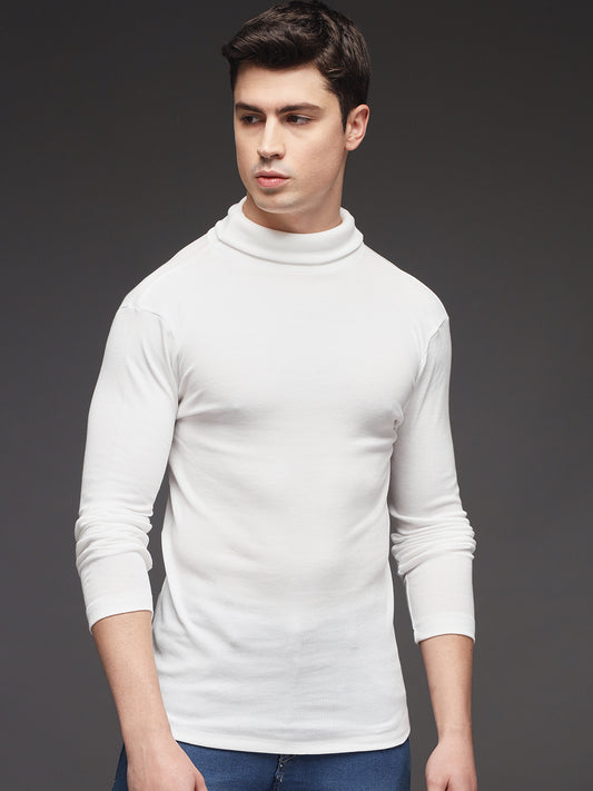 TANDUL  Men Solid Turtle Neck White Sweater