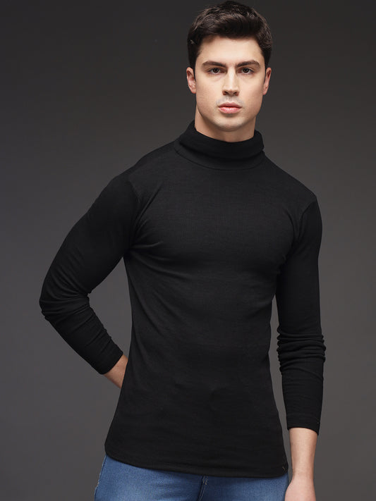 TANDUL  Men Solid Turtle Neck Black Sweater