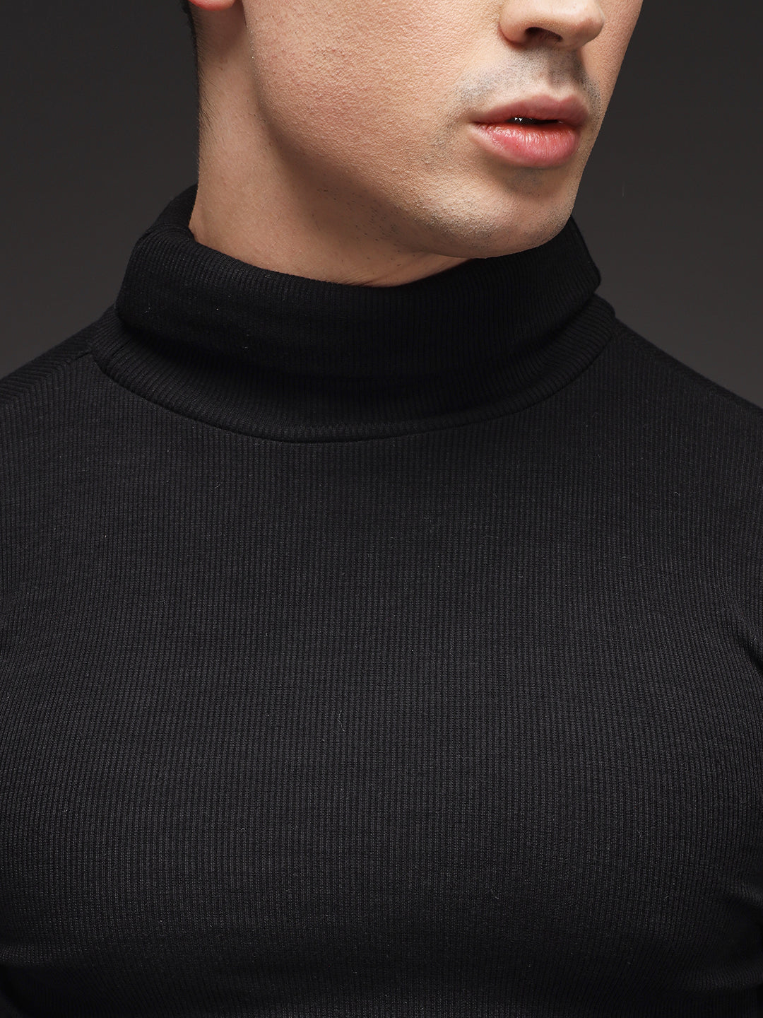 TANDUL  Men Solid Turtle Neck Black Sweater