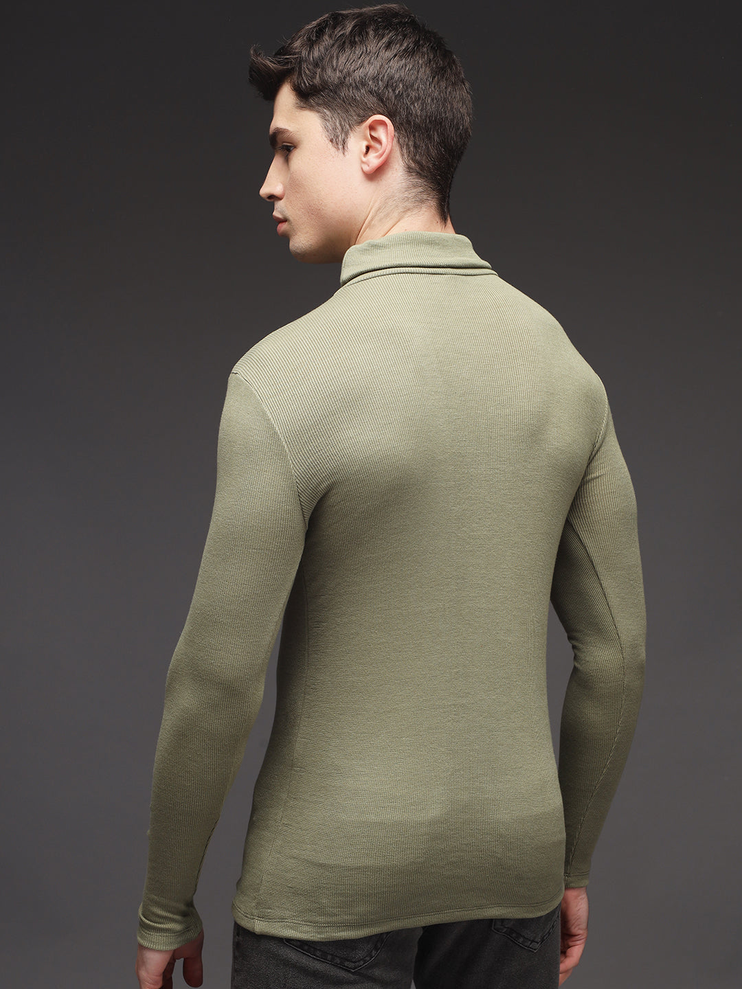 TANDUL Men Solid Turtle Neck Green Sweater