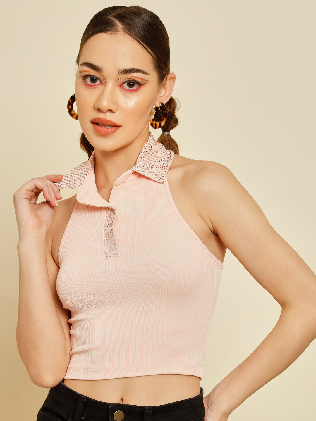 TANDUL  Casual Sleeveless Solid Women Pink Top