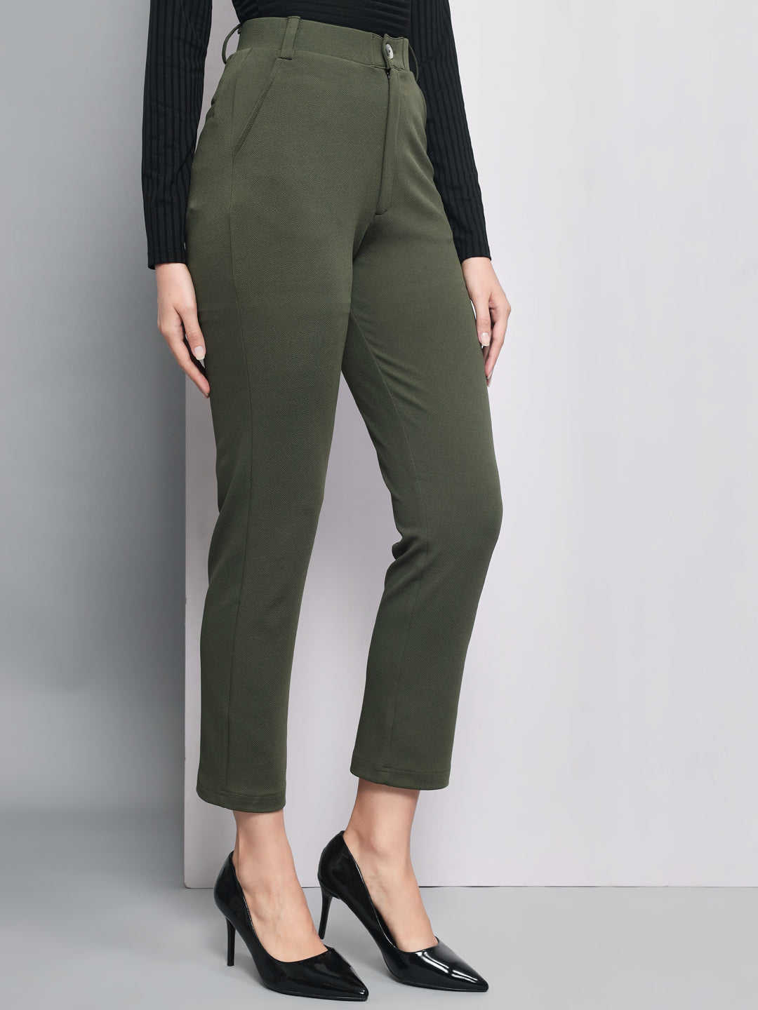 TANDUL  Women Regular Fit Green Lycra Blend Trousers