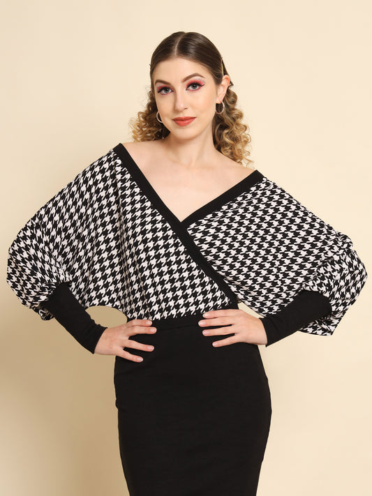 TANDUL  Casual Batwing Sleeves Printed Women Multicolor Top
