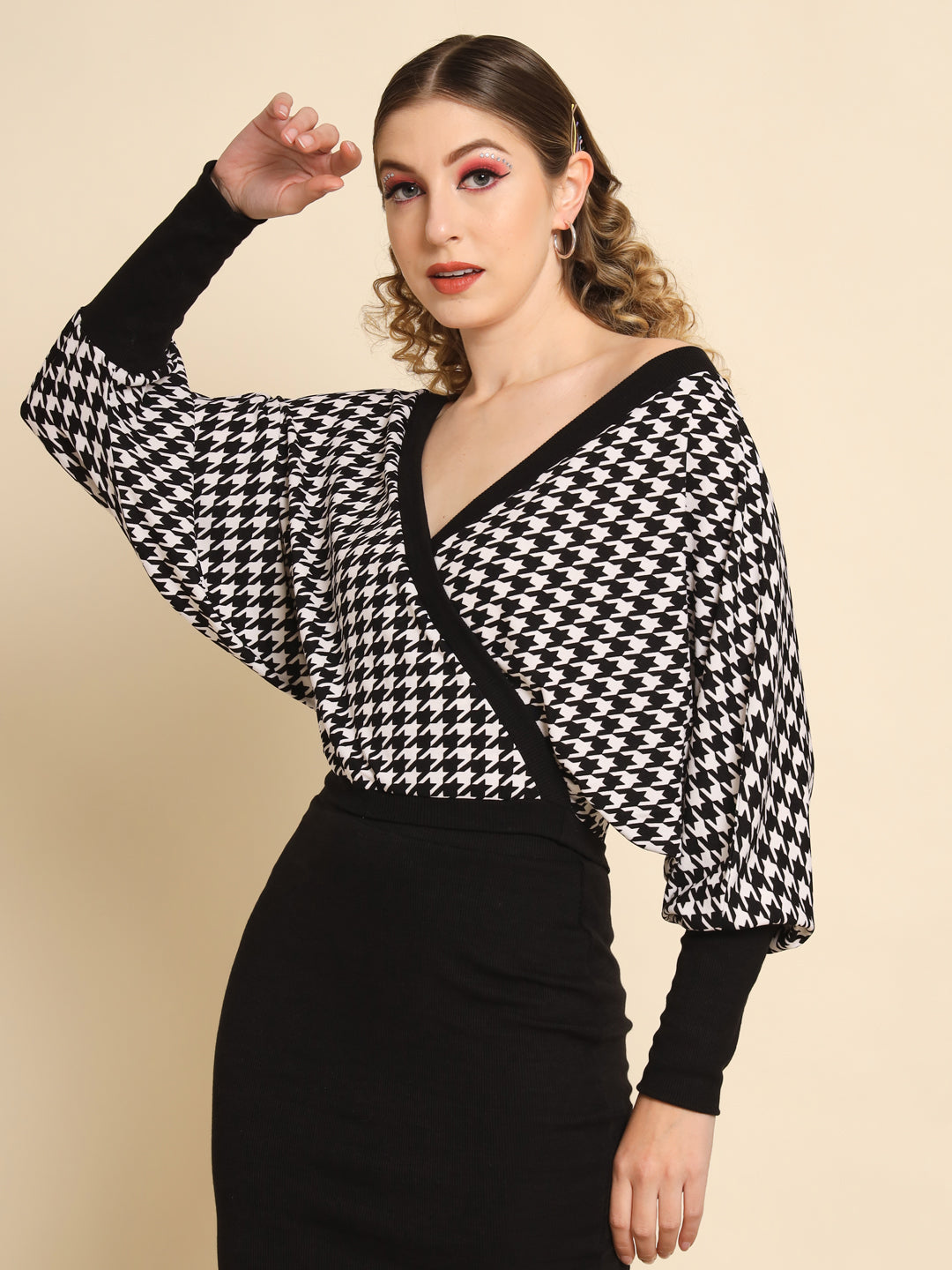 TANDUL  Casual Batwing Sleeves Printed Women Multicolor Top
