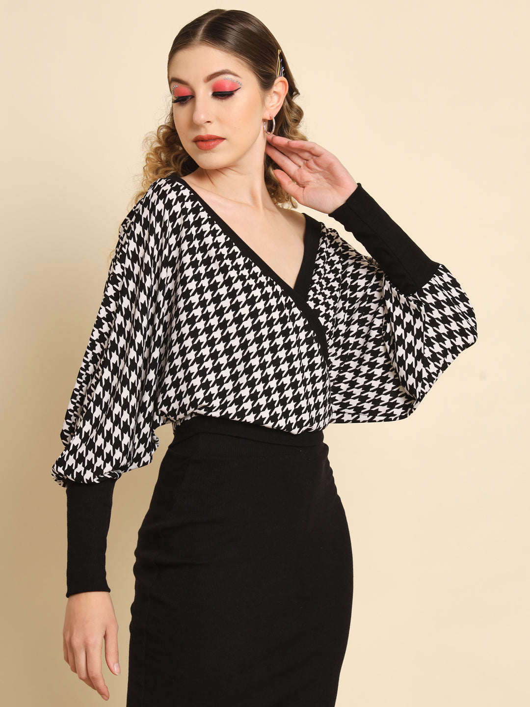 TANDUL  Casual Batwing Sleeves Printed Women Multicolor Top