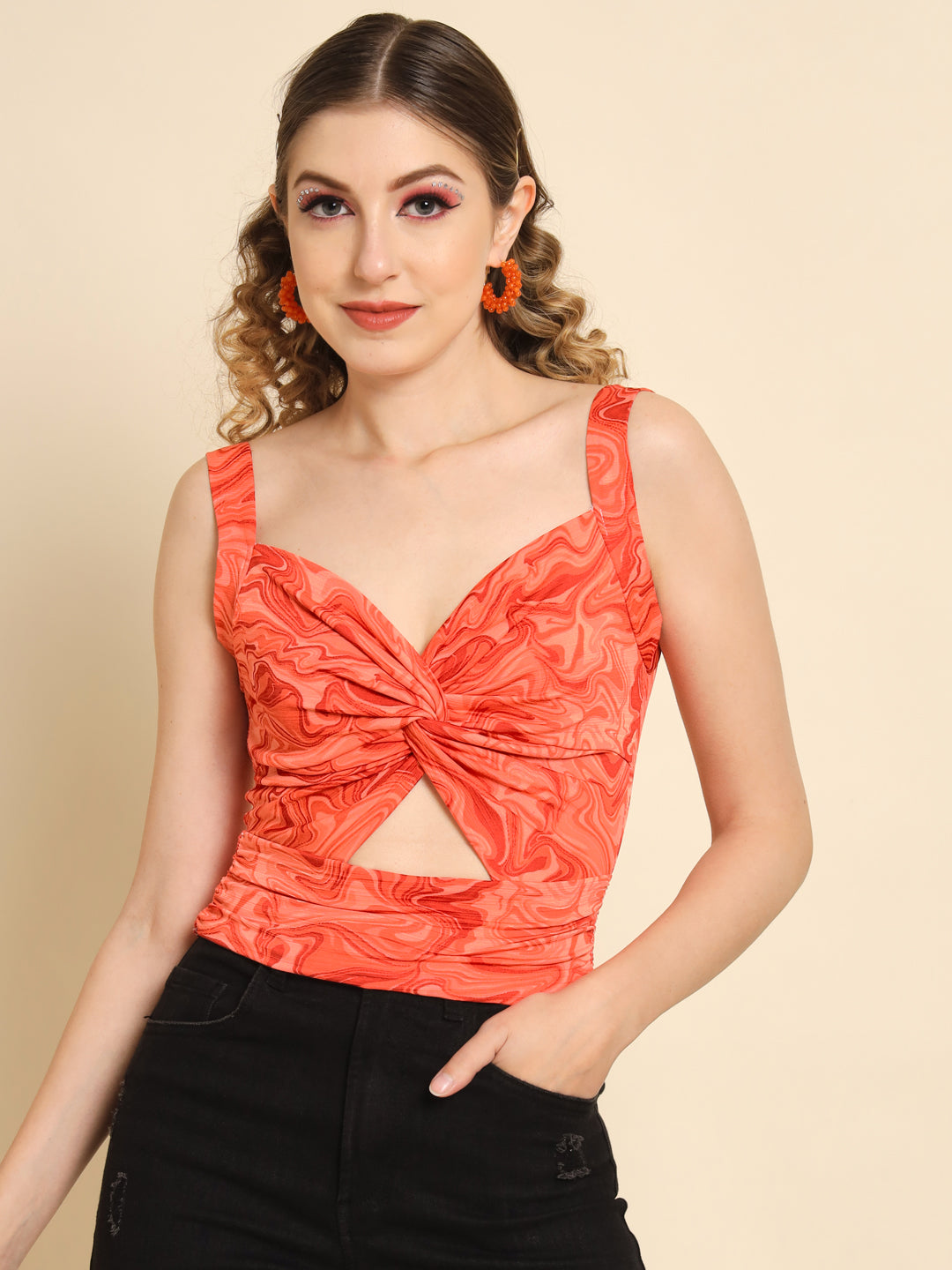 TANDUL  Casual Sleeveless Printed Women Multicolor Top