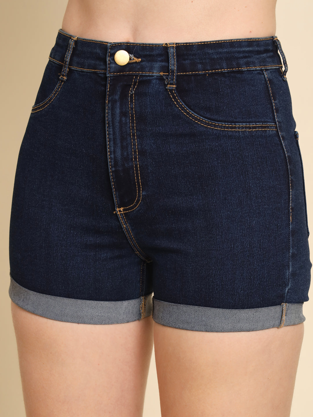 TANDUL  Solid Women Denim Blue Regular Shorts