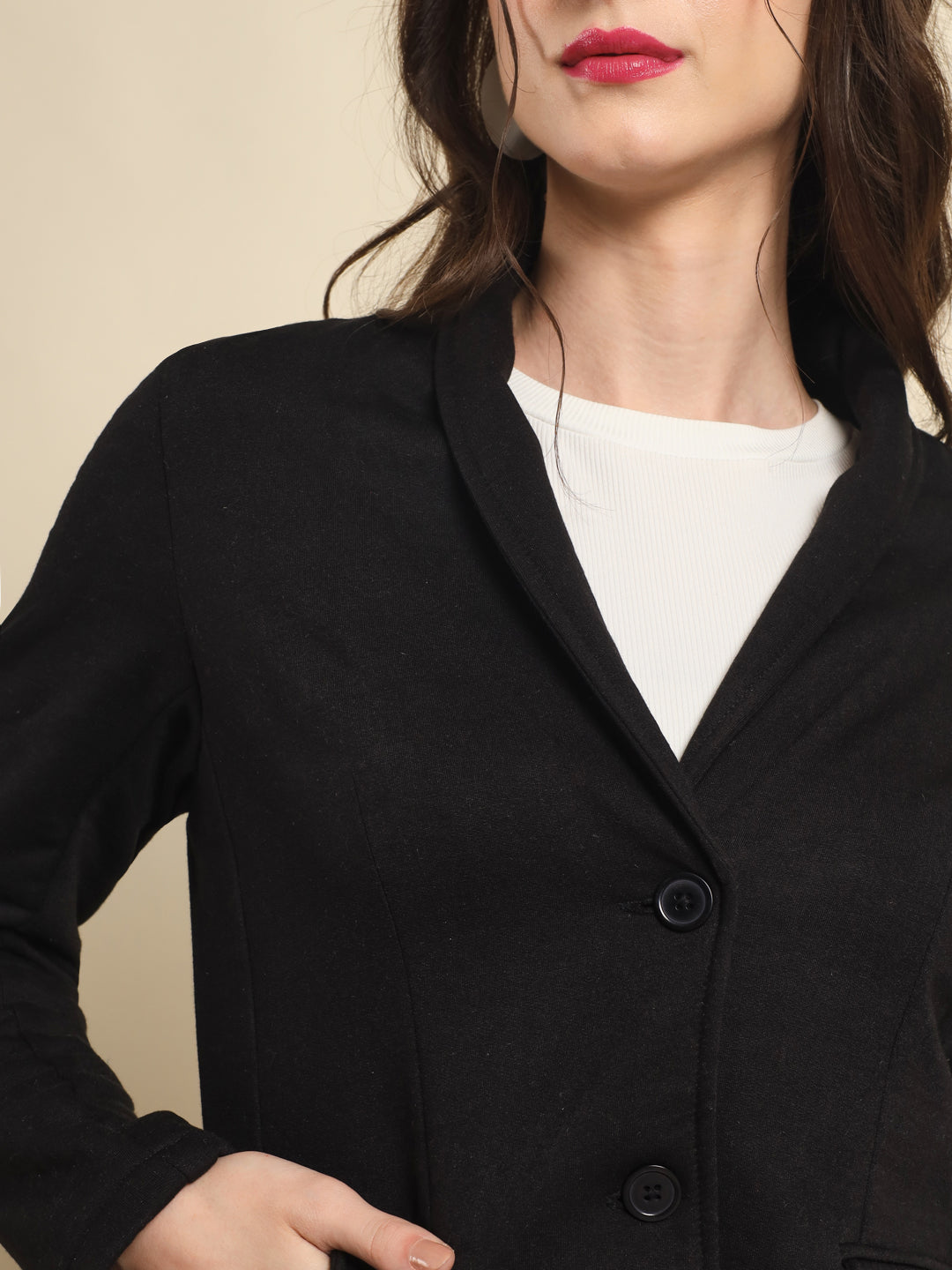 TANDUL  Women Solid Single Breasted Casual Blazer  (Black)