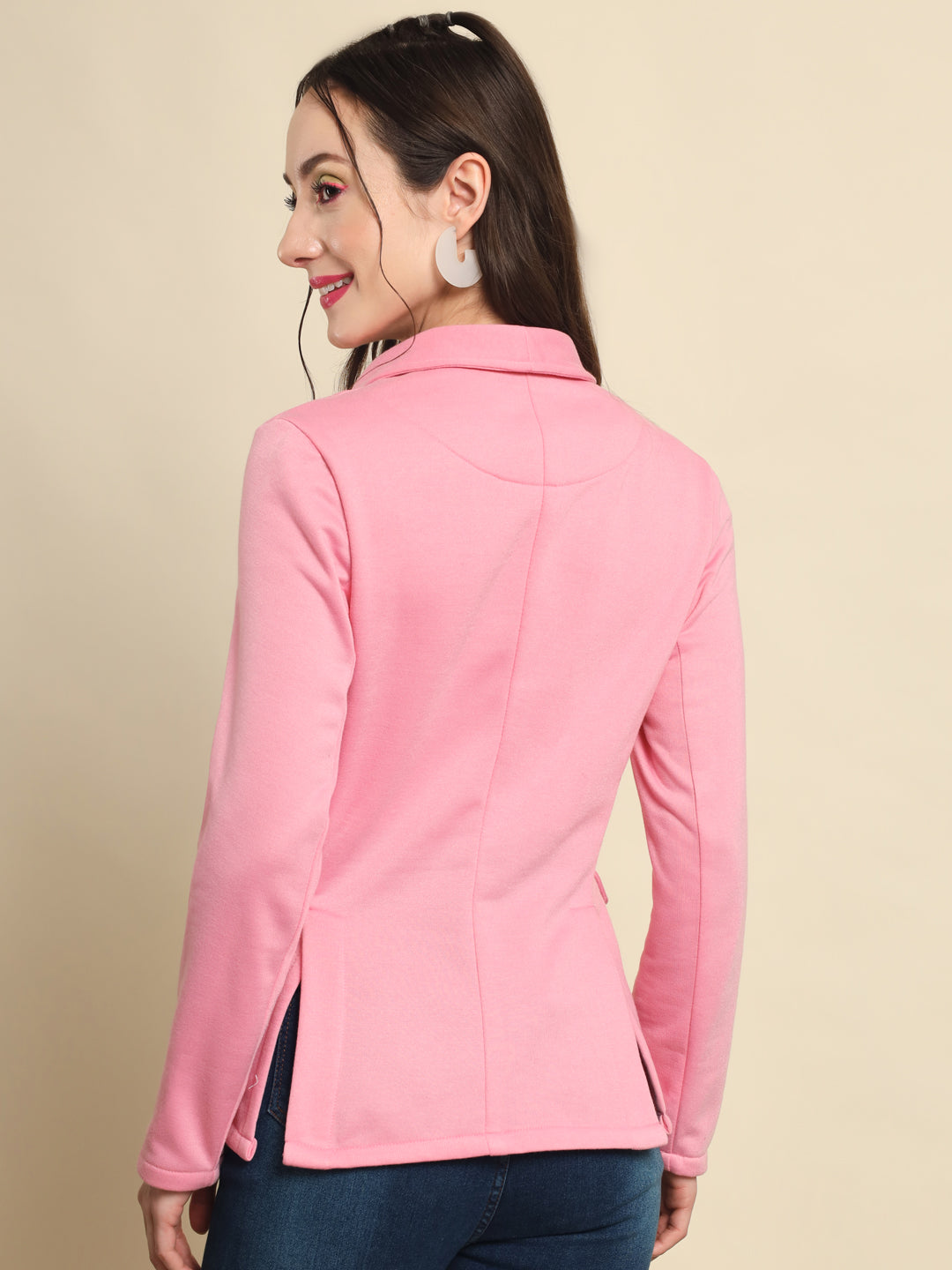 TANDUL  Women Solid Single Breasted Casual Blazer  (Pink)