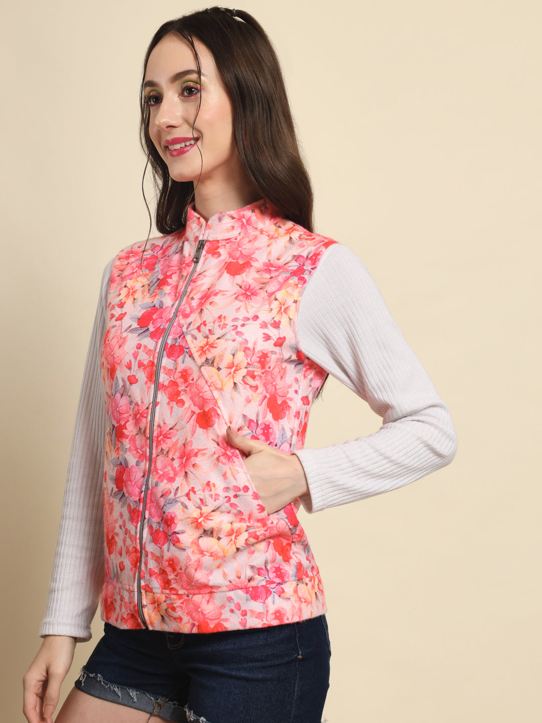 TANDUL  Women Printed Fleece Jacket