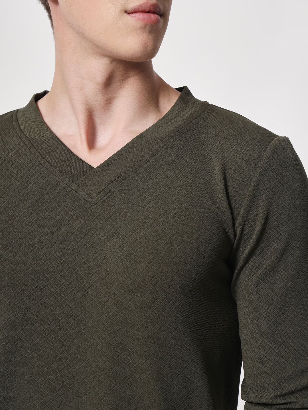 TANDUL  Men Solid V Neck Green T-Shirt