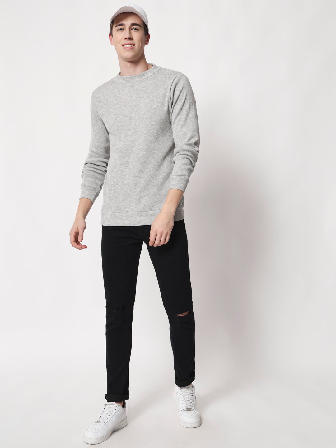 TANDUL  Men Solid Round Neck Grey T-Shirt