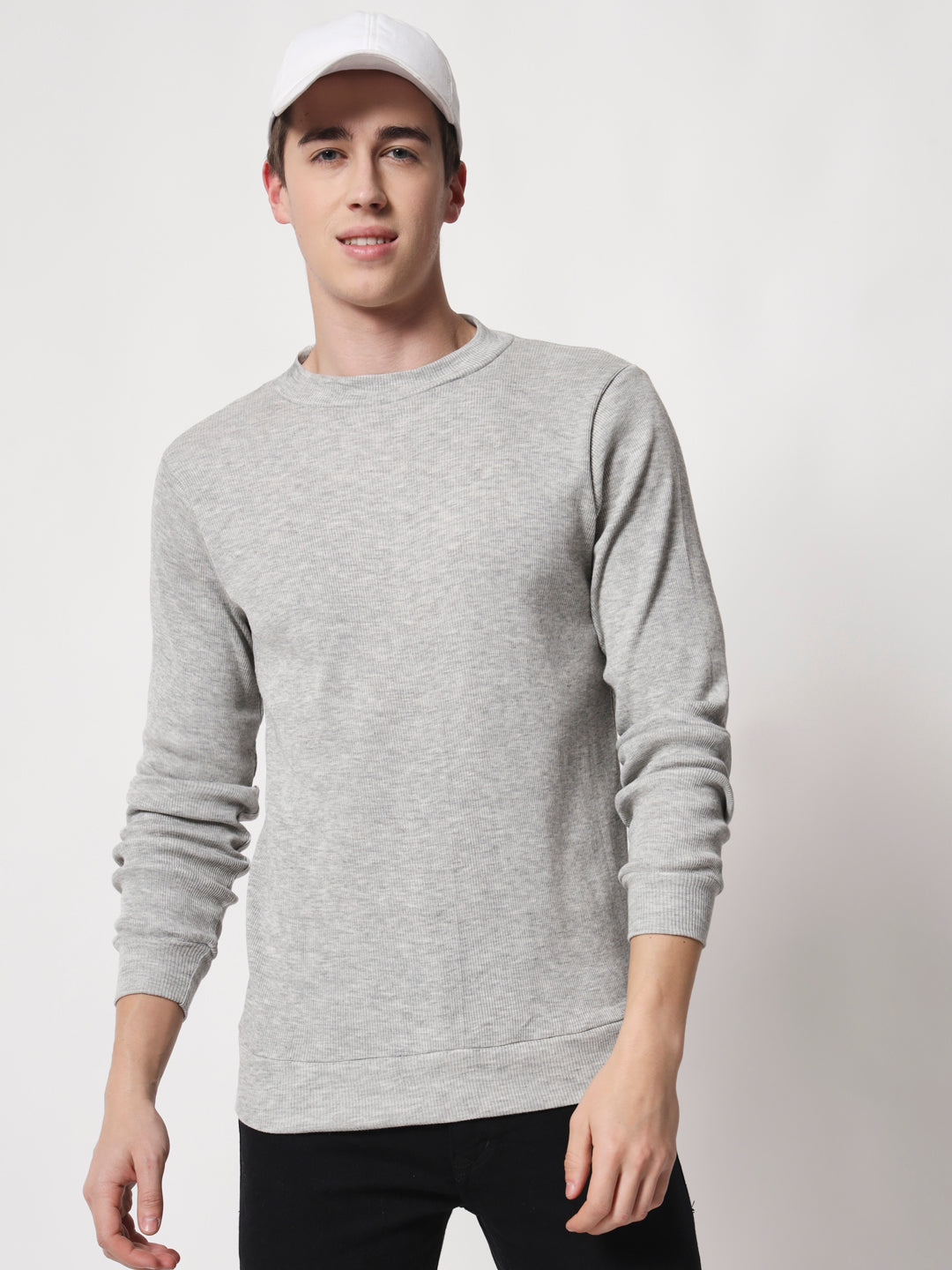 TANDUL  Men Solid Round Neck Grey T-Shirt