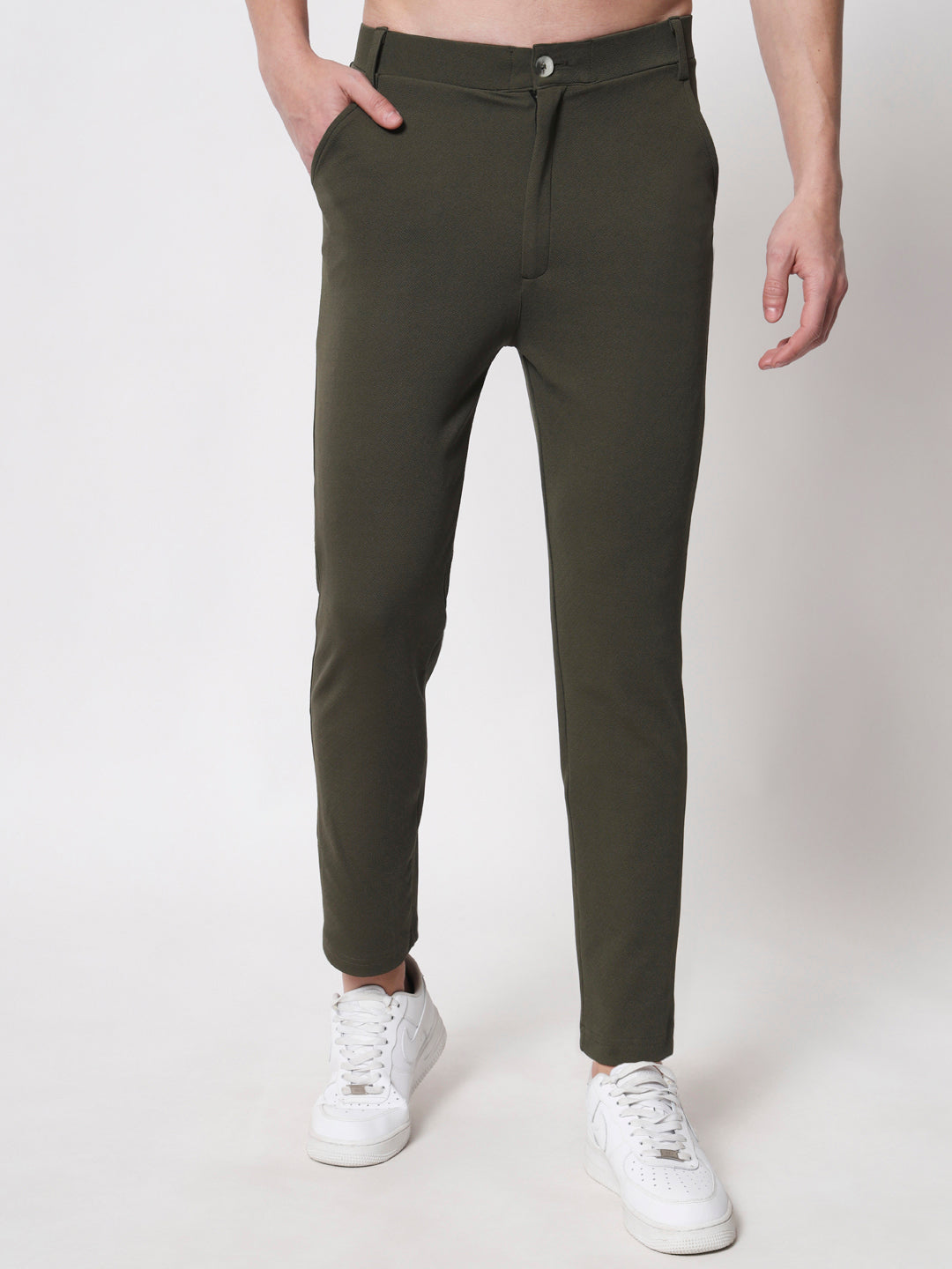 TANDUL  Men Regular Fit Green Lycra Blend Trousers