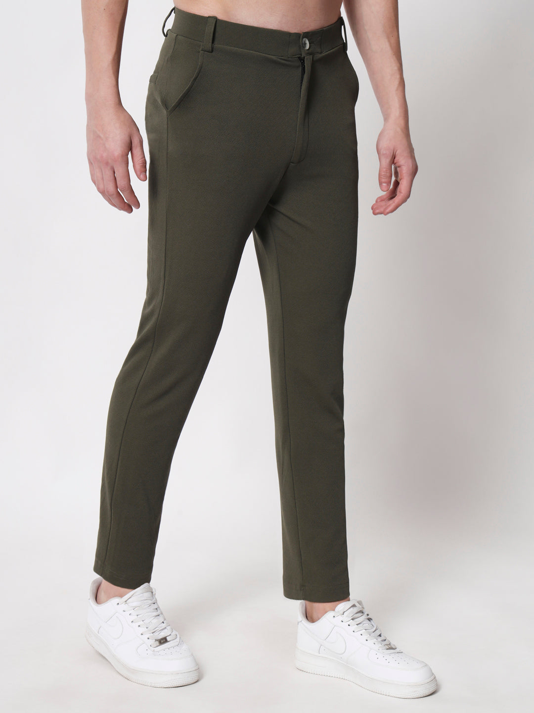 TANDUL  Men Regular Fit Green Lycra Blend Trousers