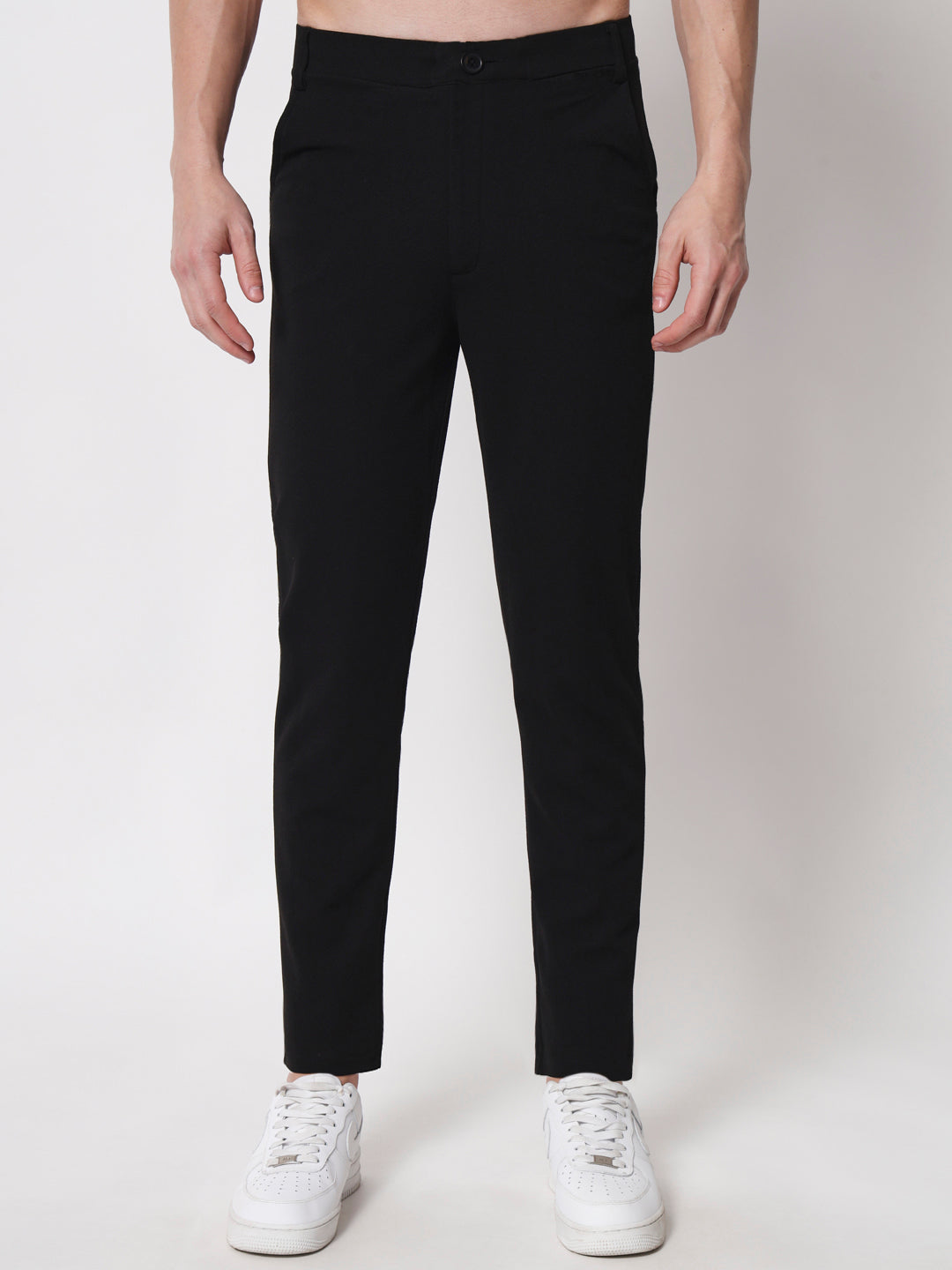 TANDUL  Men Regular Fit Black Lycra Blend Trousers