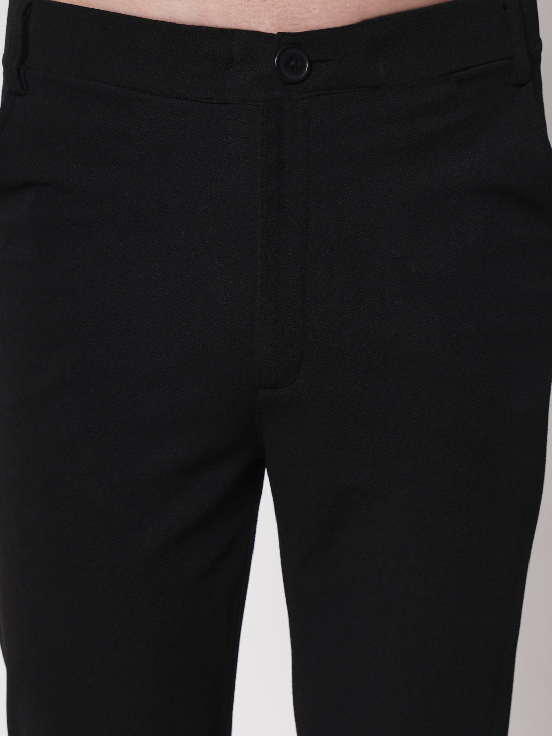 TANDUL  Men Regular Fit Black Lycra Blend Trousers