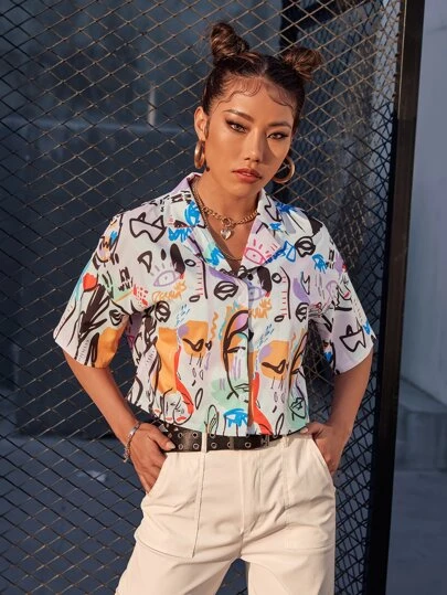 Women Regular Fit Printed Built-up Collar Casual Shirt