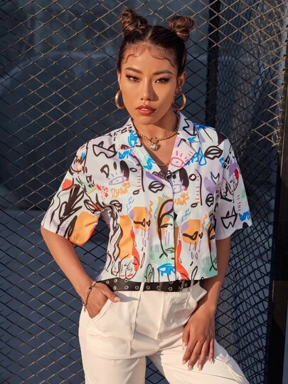 Women Regular Fit Printed Built-up Collar Casual Shirt