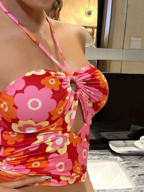 Casual Sleeveless Printed Women Multicolor Top