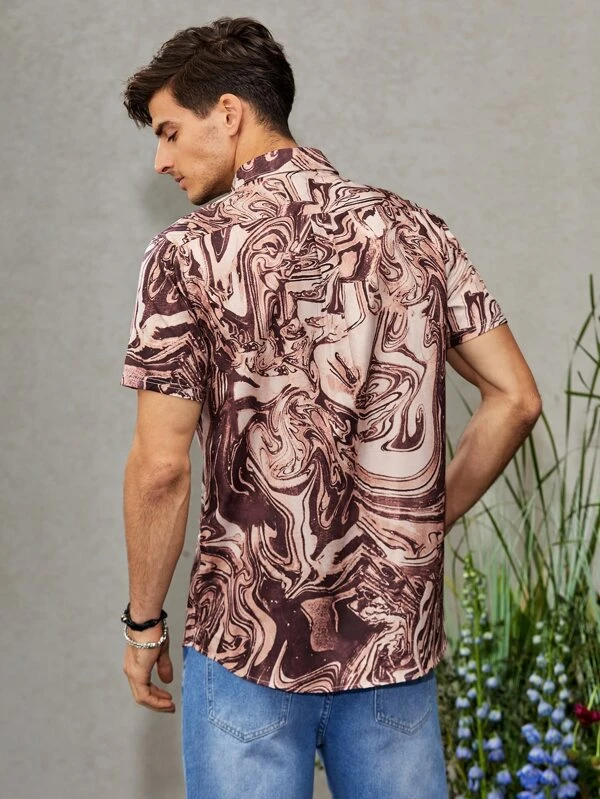 Men Regular Fit Printed Built-up Collar Casual Shirt