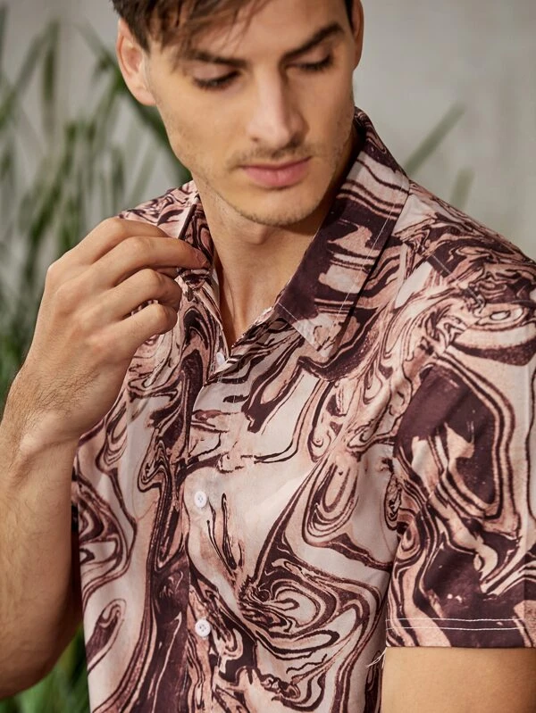 Men Regular Fit Printed Built-up Collar Casual Shirt