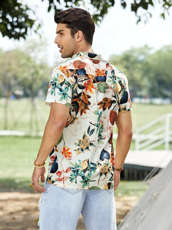 Men Regular Fit Printed Built-up Collar Casual Shirt