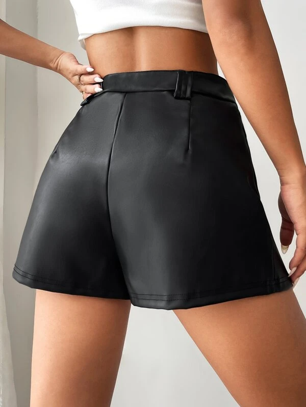 TANDUL  Solid Women Black High Waist Shorts