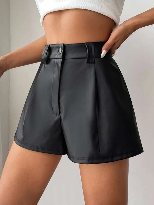 TANDUL  Solid Women Black High Waist Shorts