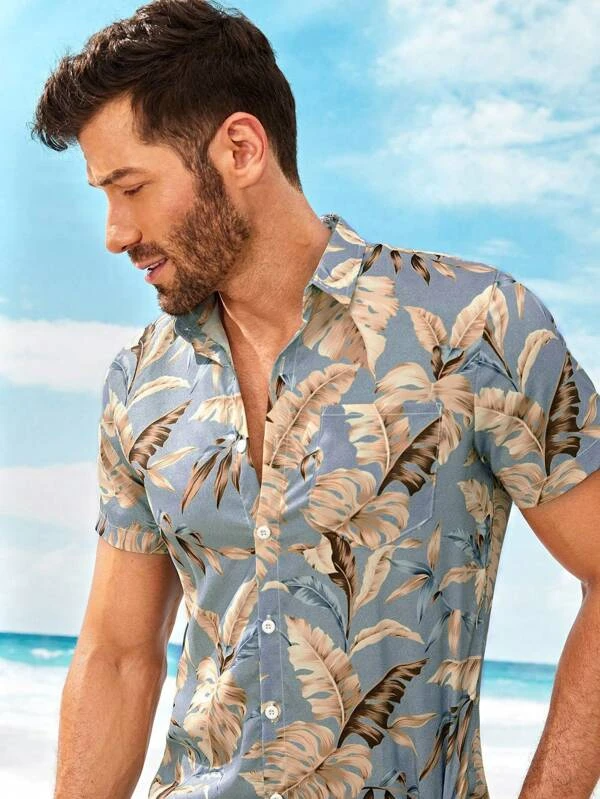 Men Regular Fit Printed Built-up Collar Casual Shirt