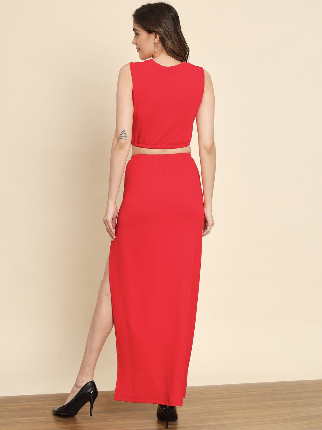 TANDUL  Women Two Piece Dress Red Dress