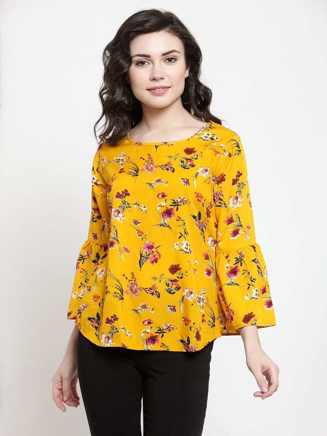 ZARVEY Casual Bell Sleeve Printed Women Multicolor Top