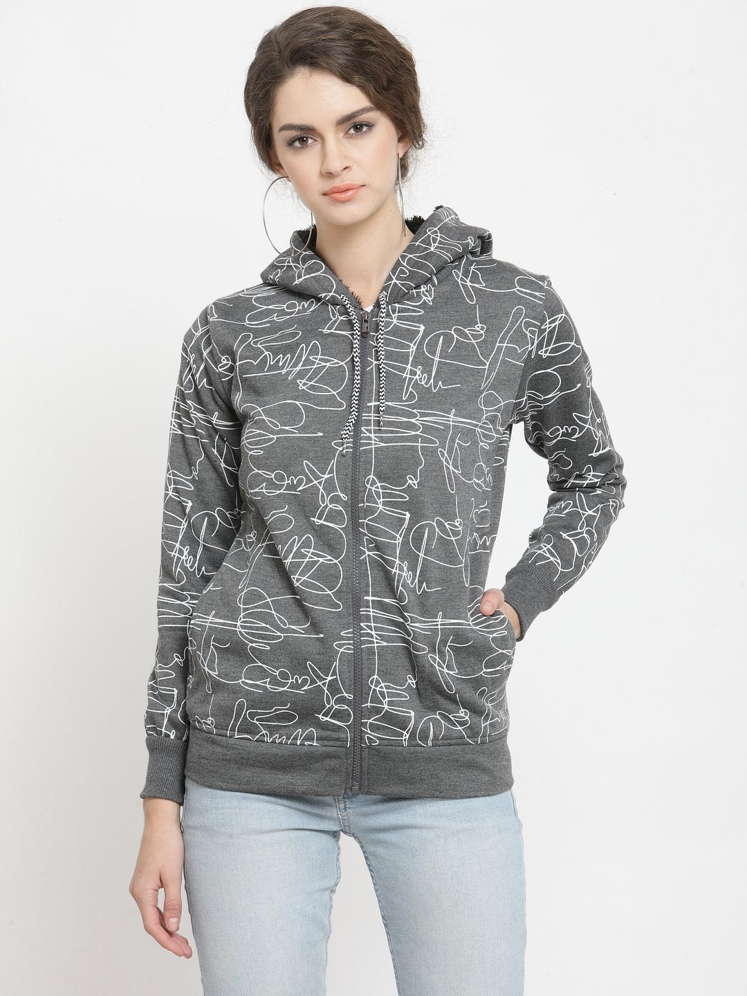 ZARVEY Full Sleeve Printed, Self Design Women Jacket