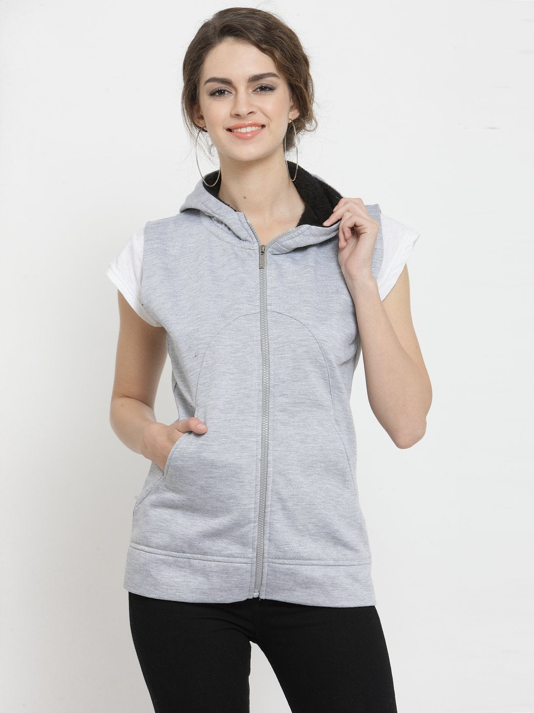 ZARVEY Sleeveless Solid Women Jacket