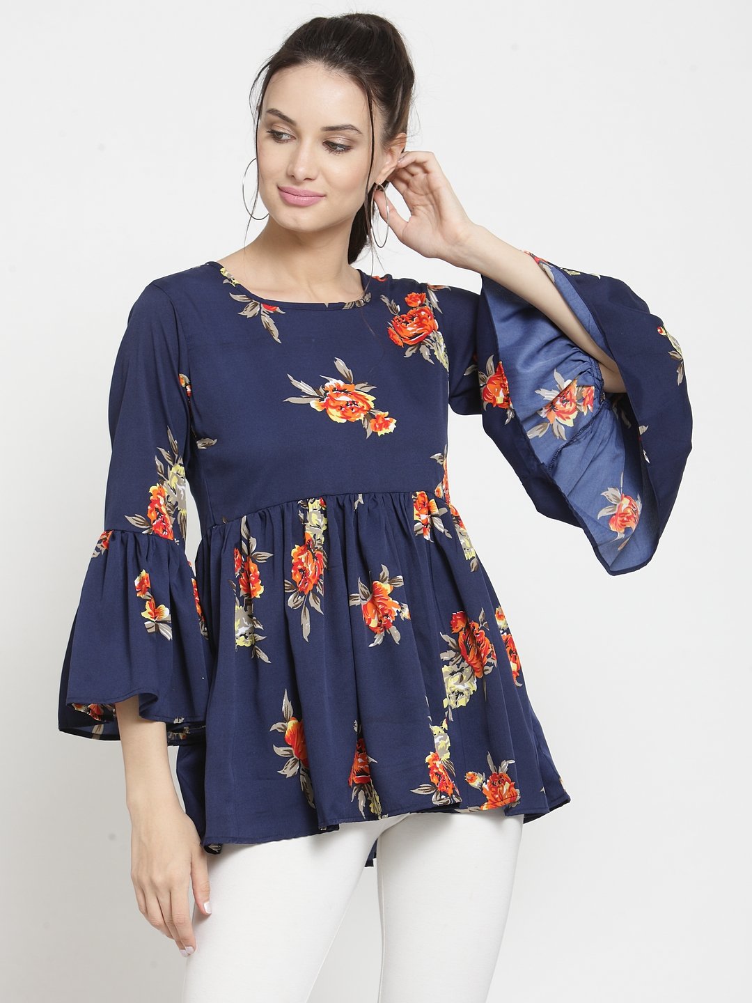 TANDUL Casual Bell Sleeve Printed Women Multicolor Top