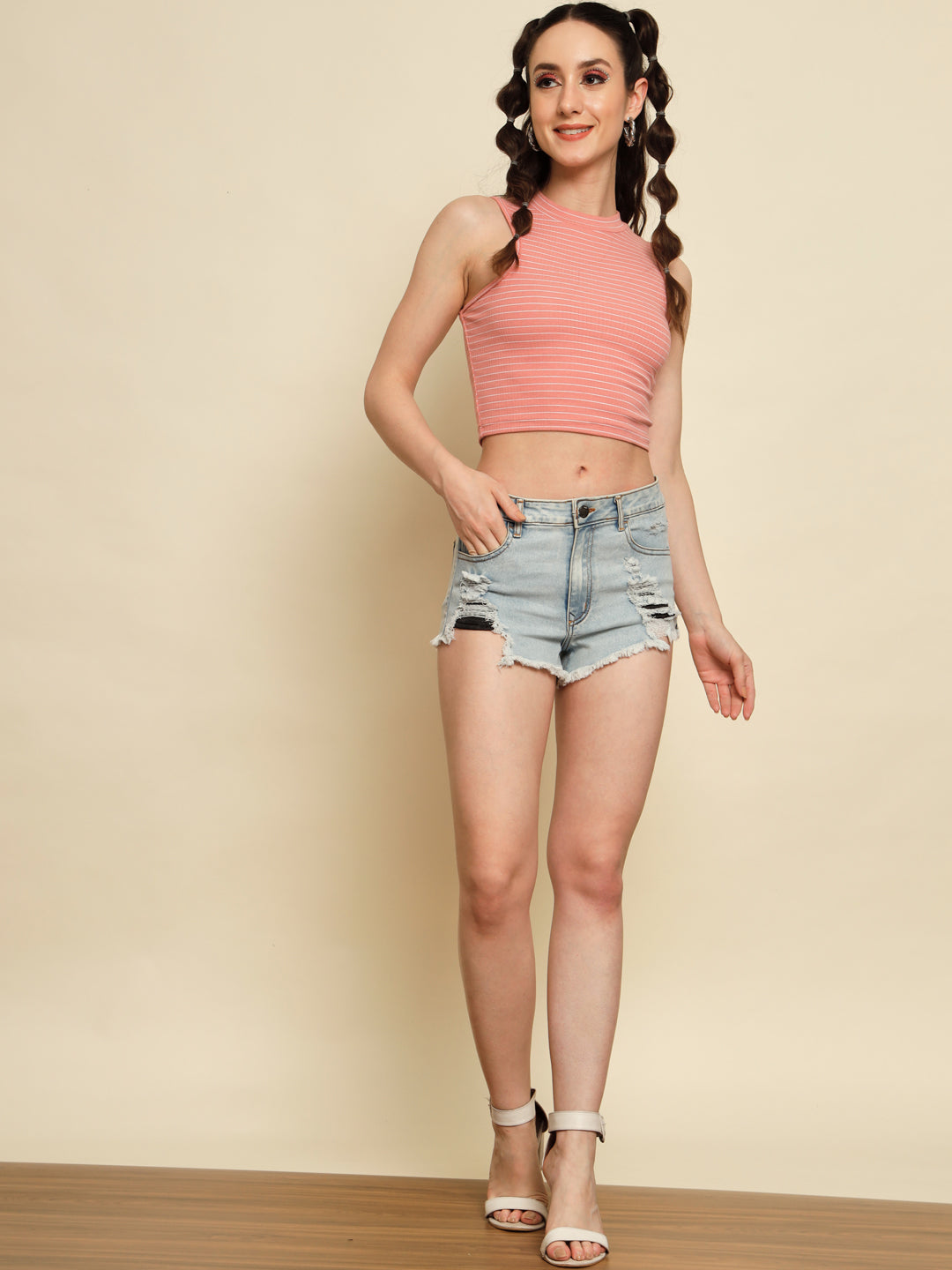 TANDUL  Solid Women Denim Blue Denim Shorts