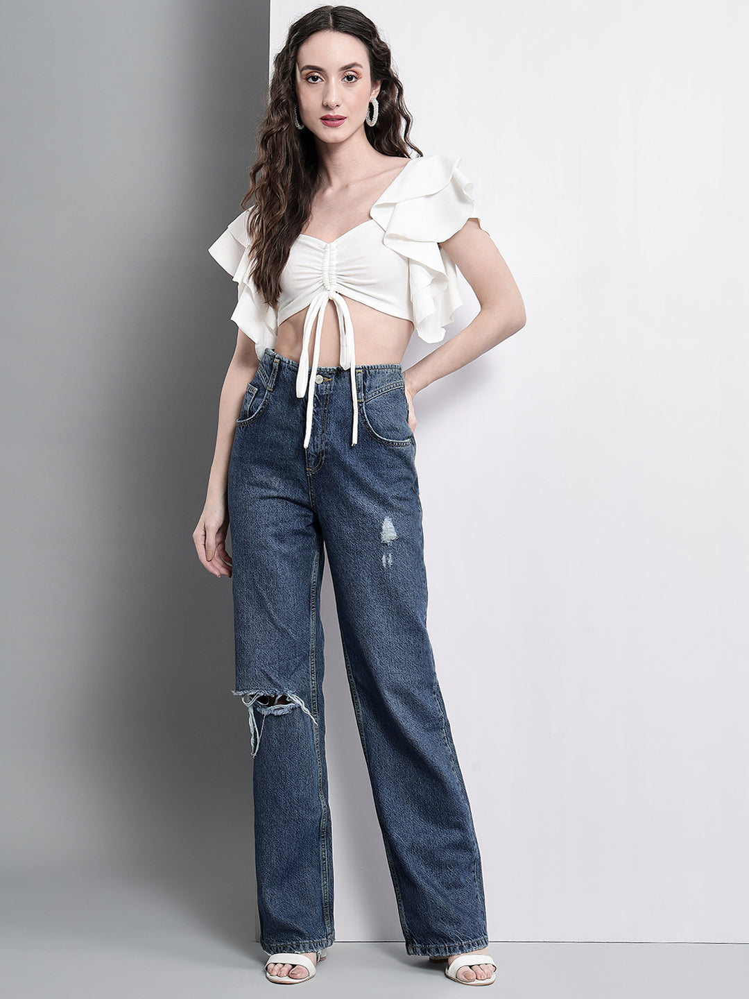 TANDUL  Casual Regular Sleeves Solid Women White Top