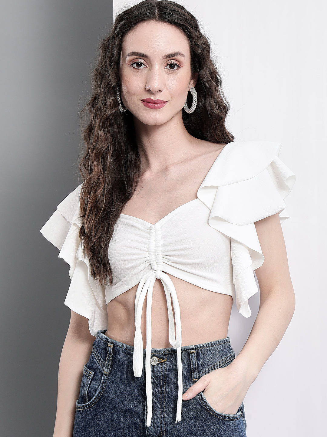 TANDUL  Casual Regular Sleeves Solid Women White Top