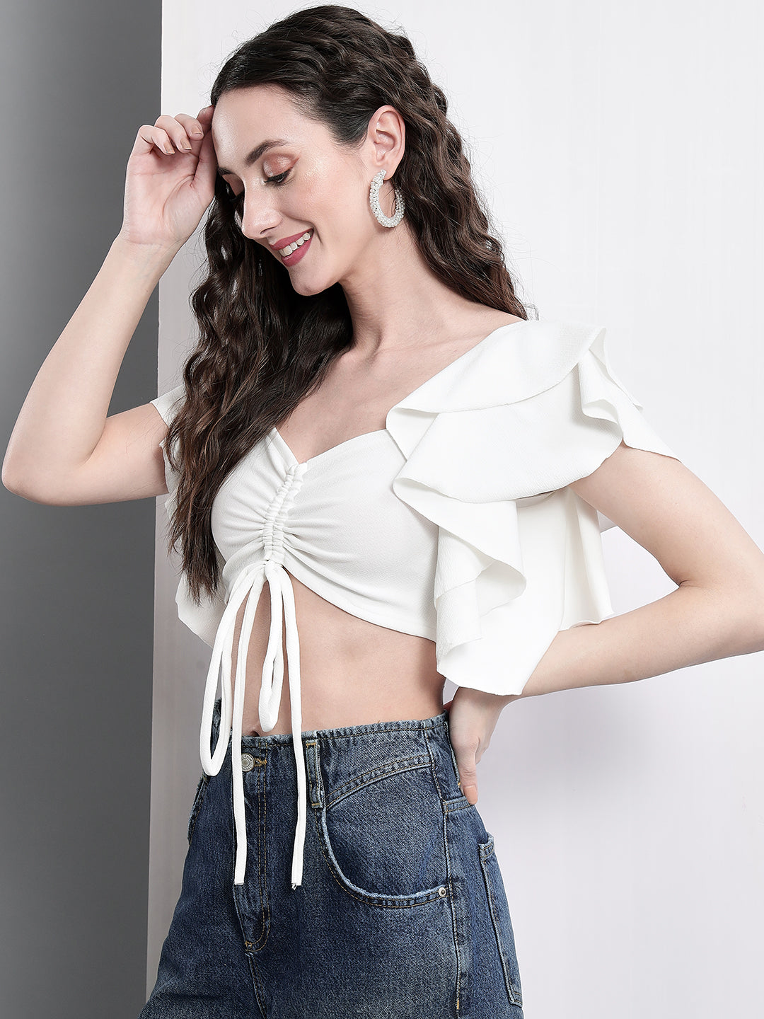 TANDUL  Casual Regular Sleeves Solid Women White Top